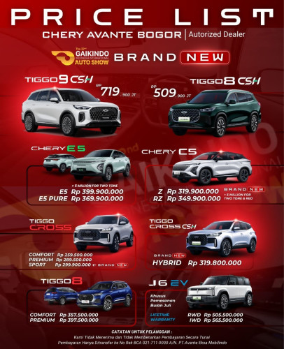 Pricelist Harga Chery cibodas 2025
